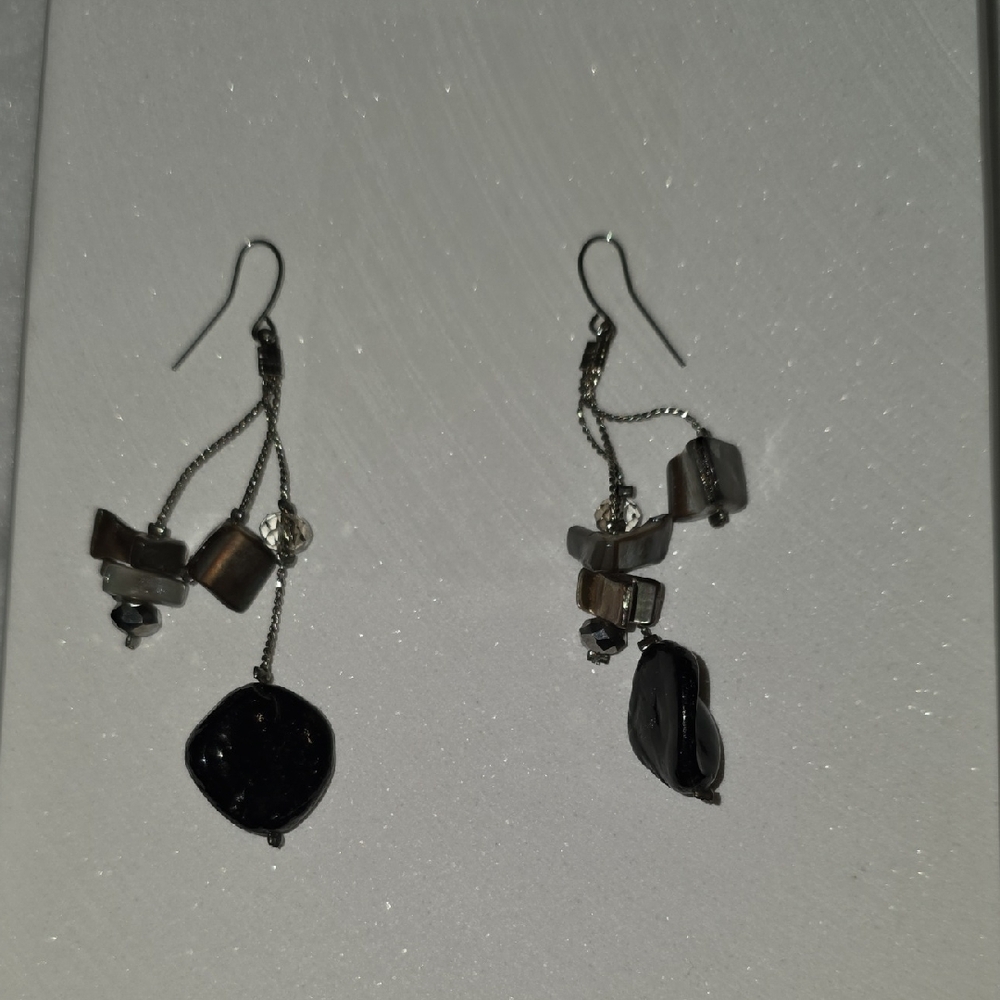 Handmade Chic Natural Stone and Silver Dangle Earrings